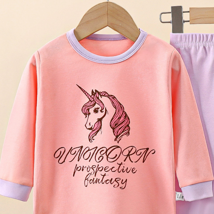 Minimalist Autumn 2-Piece Girls' Pajama Set, Ages 2-9 | Color: Style 1 | Image 3