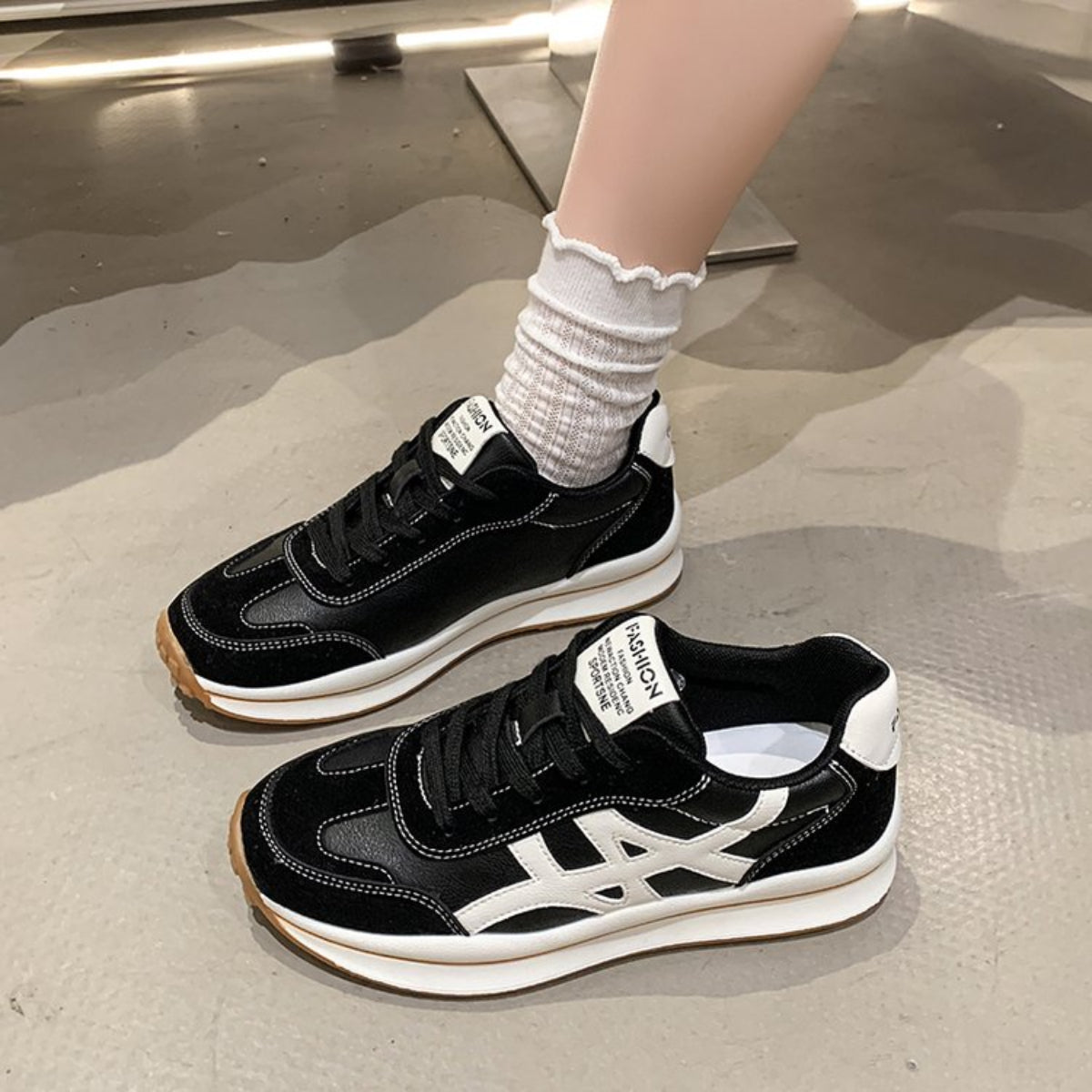 Modern Chic All-Season Others Women's Fashion Sneaker | Color: Black | Image 1