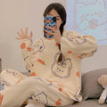 Sweet Feminine All-Season 2 Pcs Women 's Long Sleeve Sleep Set | Color: Style 2 | Image 1
