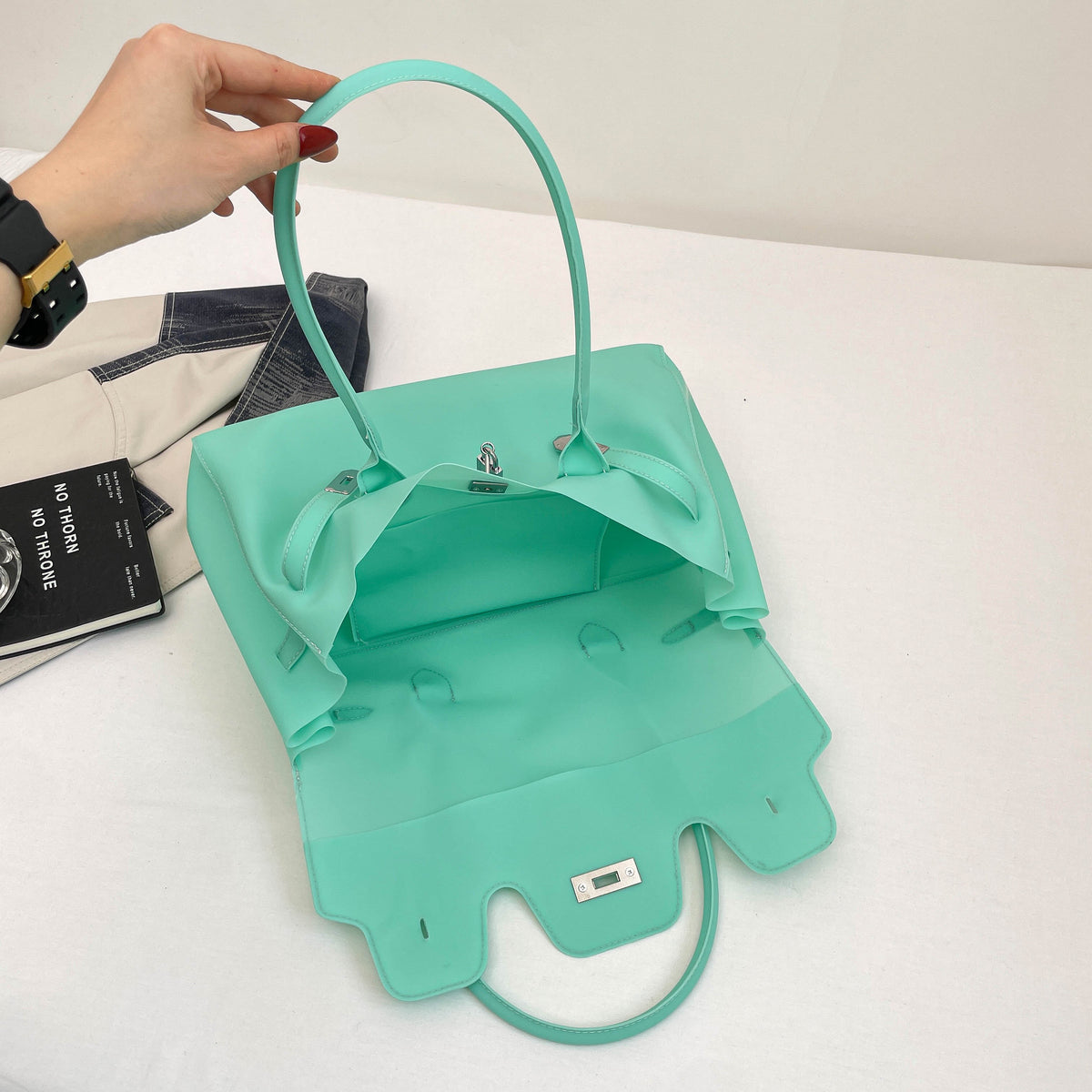 Trendy Summer Others Women's Shoulder Bags Tote Bags | Color: Lake Blue | Image 3