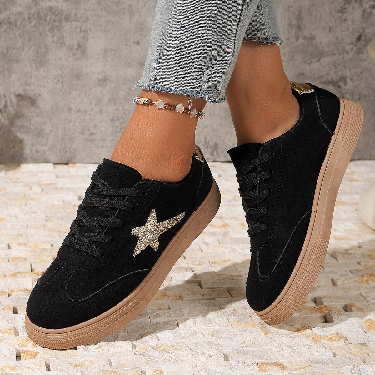 Modern Chic All-Season PU/Artificial Leather/Microfiber Leather Women's Skate Shoes | Color: Black | Image 3