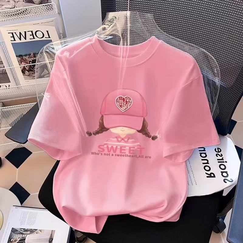 Minimalist Summer Unisex Kids' T-Shirt, Ages 2-13 | Color: Pink | Image 1