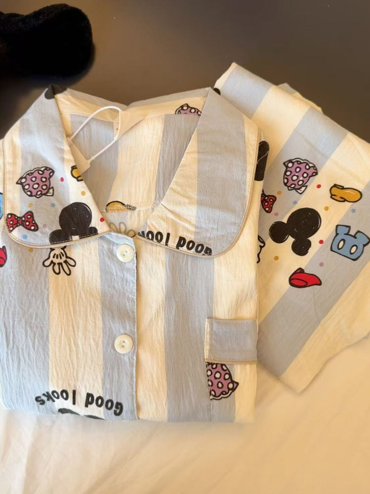 Sweet & Cute All-Season 2 Pcs Women 's Long Sleeve Sleep Set | Color: Light Khaki | Image 1
