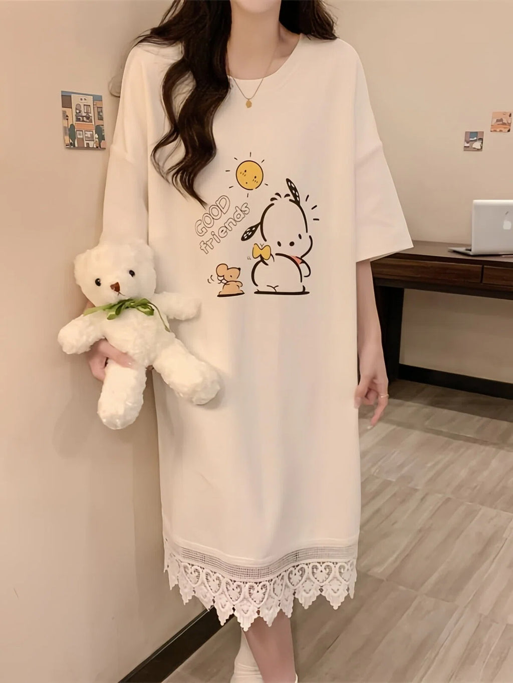 Sweet & Cute Summer Women 's Short  Sleeve Sleep Dress | Color: Style 1 | Image 1