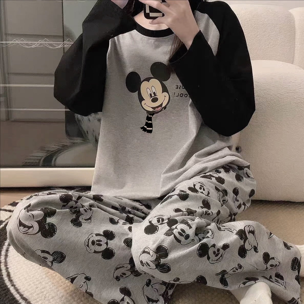 Sweet Feminine All-Season 2 Pcs Women 's Long Sleeve Sleep Set | Color: Style 1 | Image 1