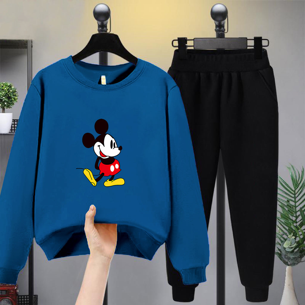 Modern Chic All-Season Minimalist Autumn 2-Piece Unisex Kids' Pants Suit, Ages 3-14 | Color: Blue | Image 1