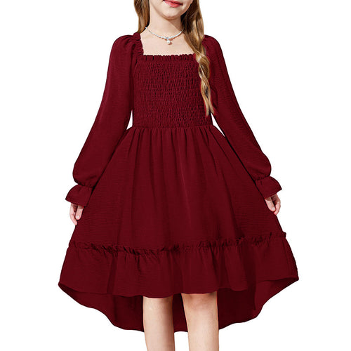 Casual Sporty Spring Girls' A-Line Dress, Ages 2-13 | Color: Red | Image 1