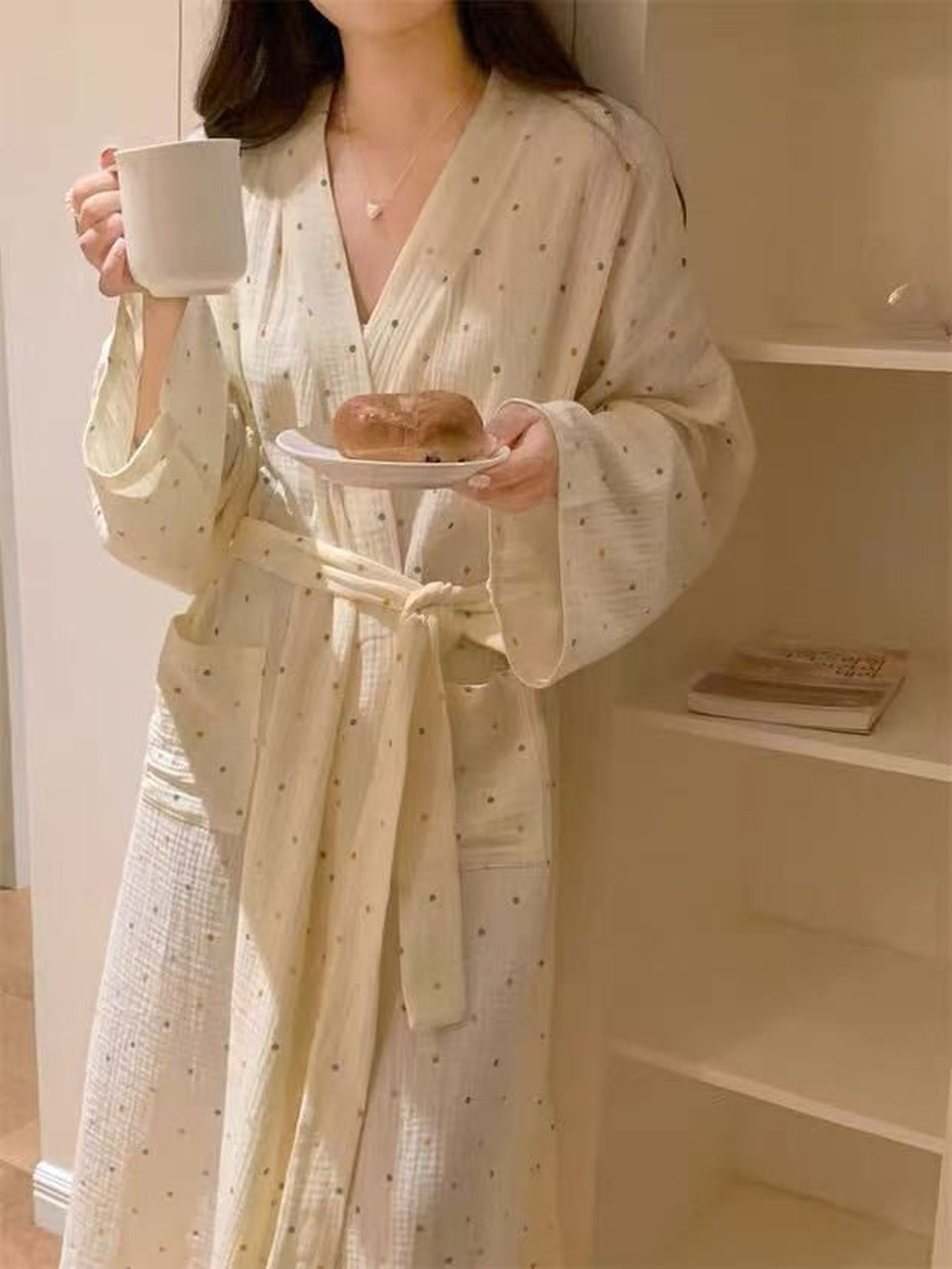 Elegant All-Season Women 's Long Sleeve Sleep Robe | Color: Style 1 | Image 1