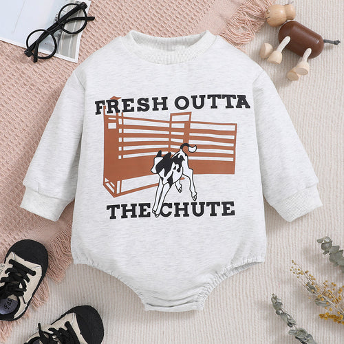 Minimalist Autumn Unisex Baby Bodysuit, Ages 1-12 Months | Color: Grey | Image 1