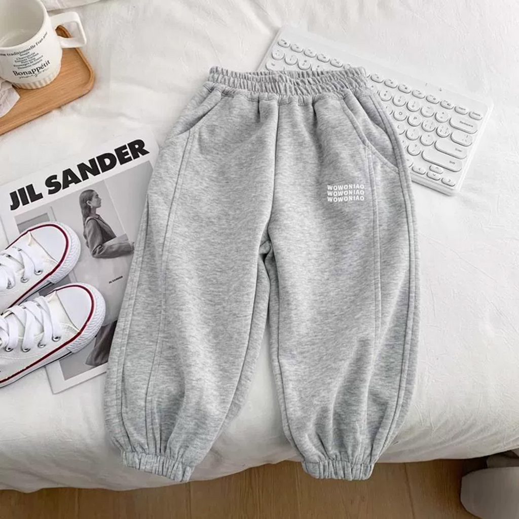 Minimalist Autumn Unisex Kids' Casual Pants, Ages 2-7 | Color: Light Grey | Image 3