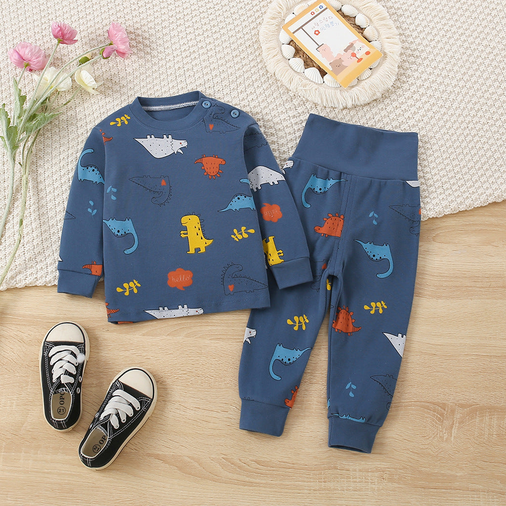 Minimalist Autumn 2-Piece Unisex Baby Pajama Set, Ages 6-24 Months | Color: Deep Blue | Image 1