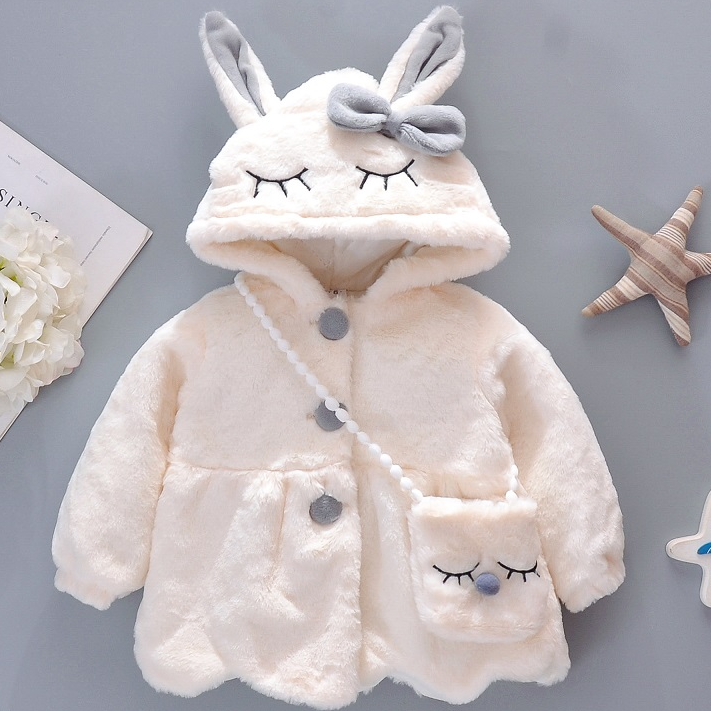All-Season Sweet & Cute Winter Baby Girls' Jacket, Ages 9-24 Months | Color: White | Image 1