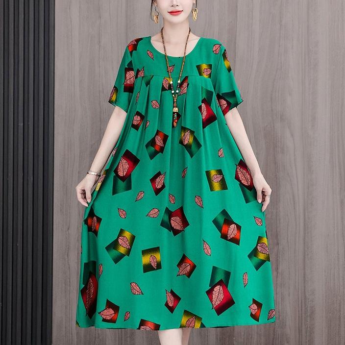 Casual Sporty Summer A-Line Dress | Color: Deep Green | Image 1