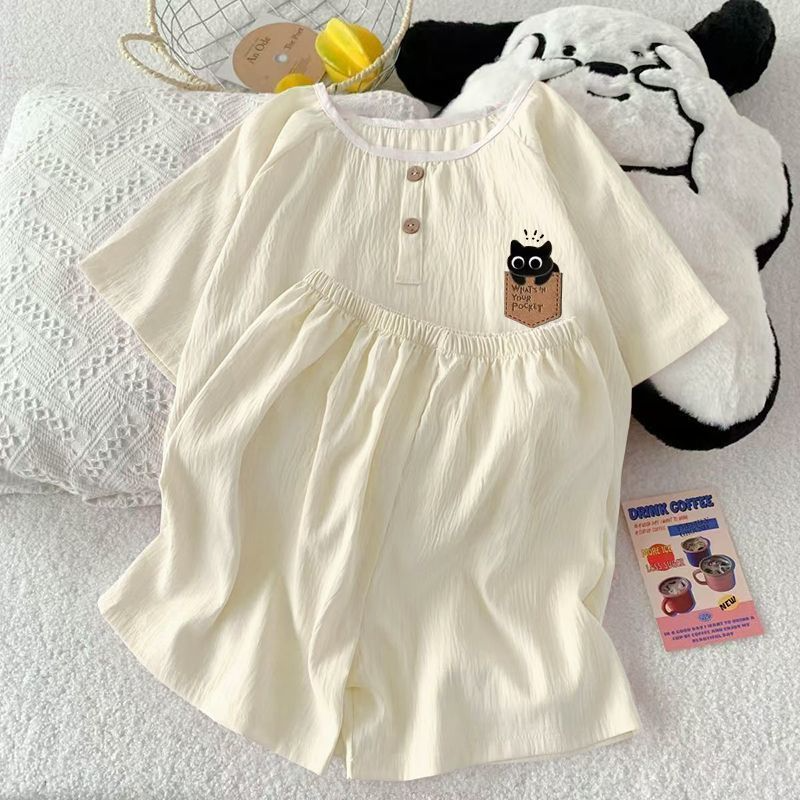 Modern Chic All-Season Minimalist Summer 1 Pair Women 's Short  Sleeve Sleep Set | Color: Style 3 | Image 3