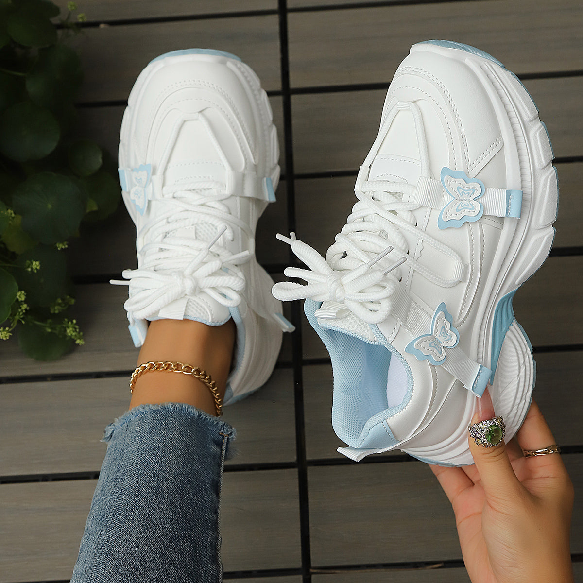 Modern Chic All-Season PU/Artificial Leather/Microfiber Leather Women's Fashion Sneaker | Color: Blue | Image 3