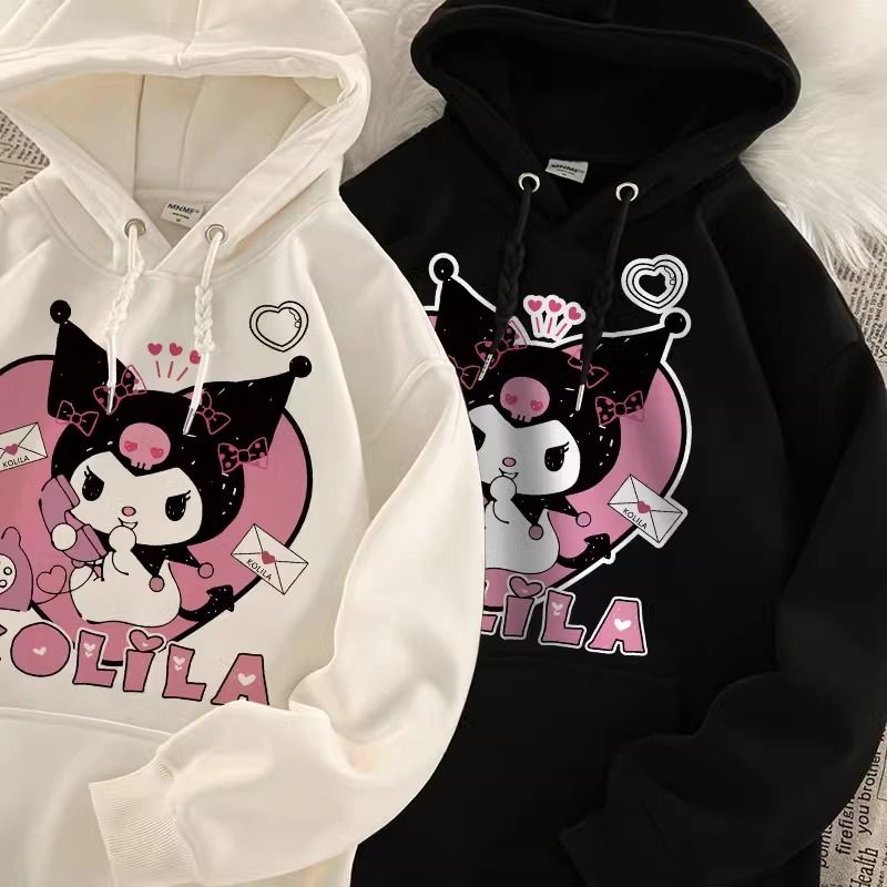 Modern Chic All-Season Casual Sporty Autumn Girls' Hoodie, Ages 4-14 | Color: Black | Image 1