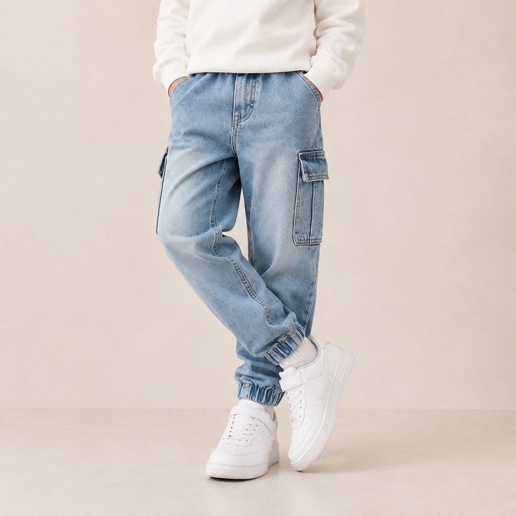 Minimalist Autumn Boys' Jeans, Ages 4-13 | Color: Light Blue | Image 3