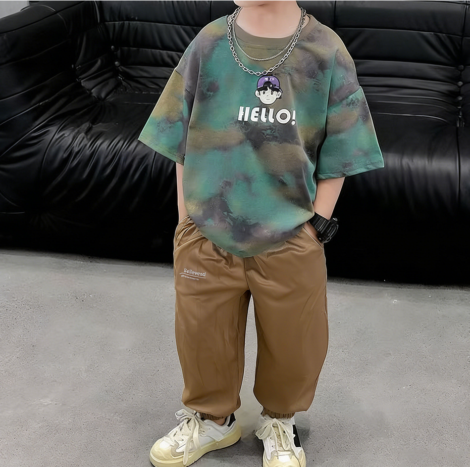 Casual Sporty Summer Boys' Pants Suit, Ages 2-8 | Color: Style 1 | Image 1