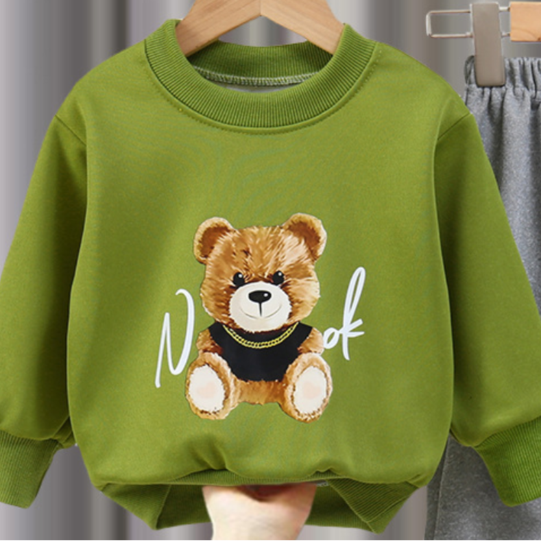 Minimalist Autumn 2-Piece Unisex Kids' Pants Suit, Ages 2-9 | Color: Green | Image 3