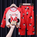 Modern Chic All-Season Minimalist Autumn 2-Piece Girls' Pajama Set, Ages 3-11 | Color: Red | Image 1