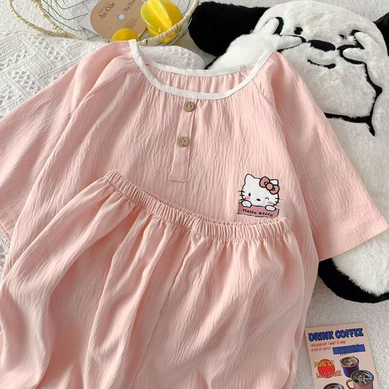 Modern Chic All-Season Minimalist Summer 1 Pair Women 's Short  Sleeve Sleep Set | Color: Style 2 | Image 2