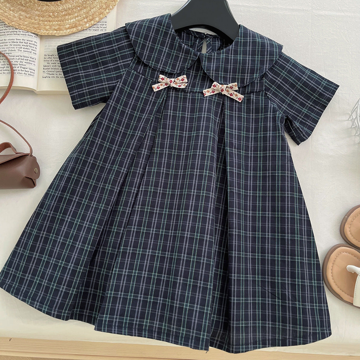 Casual Sporty Summer Girls' A-Line Dress, Ages 2-9 | Color: Navy | Image 1