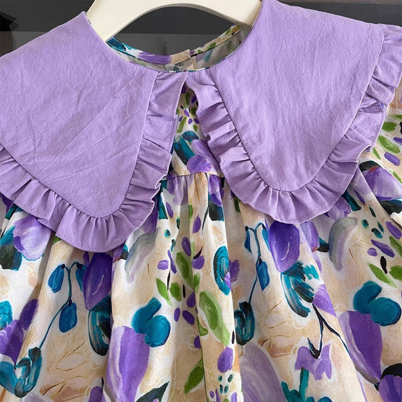 Trendy Autumn Girls' A-Line Dress, Ages 2-9 | Color: Purple | Image 2
