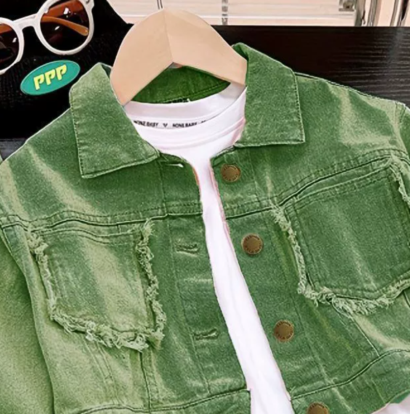 Trendy Autumn 2-Piece Girls' Pants Suit, Ages 3-13 | Color: Green | Image 3