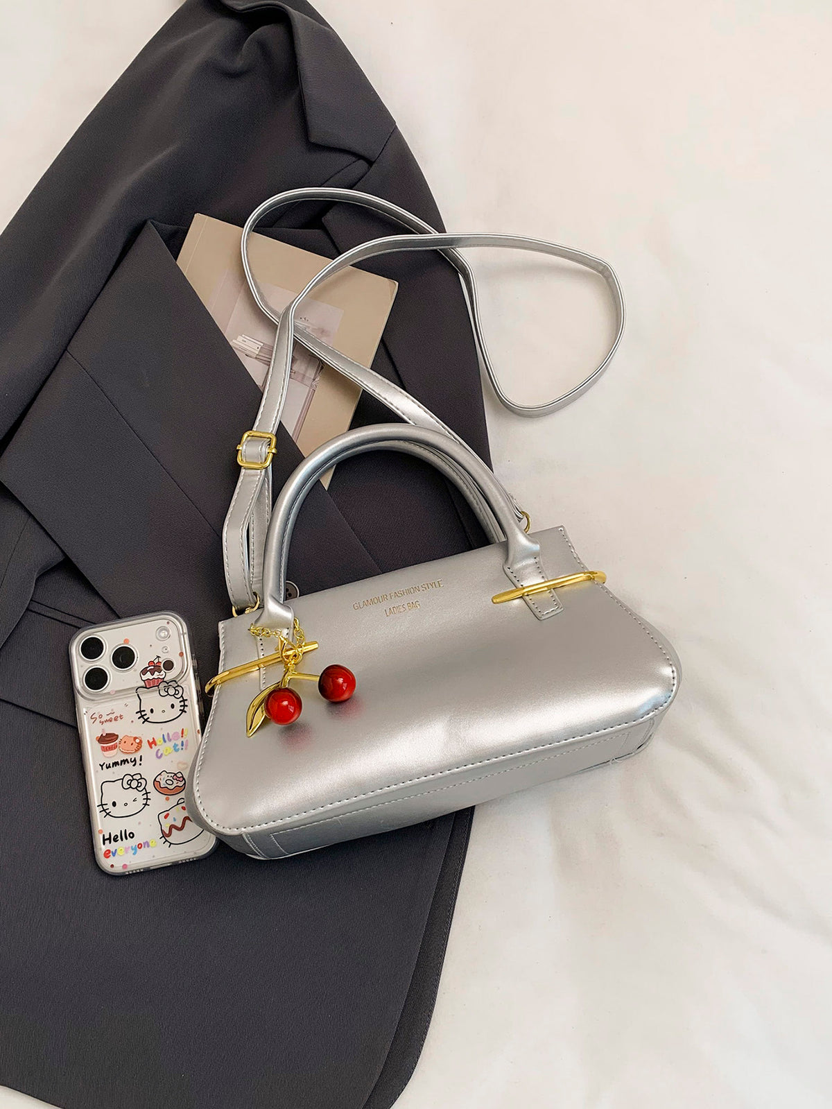 Modern Chic All-Season PU/Artificial Leather/Microfiber Leather Women's Crossbody Bags Other Bags | Color: Silver | Image 3