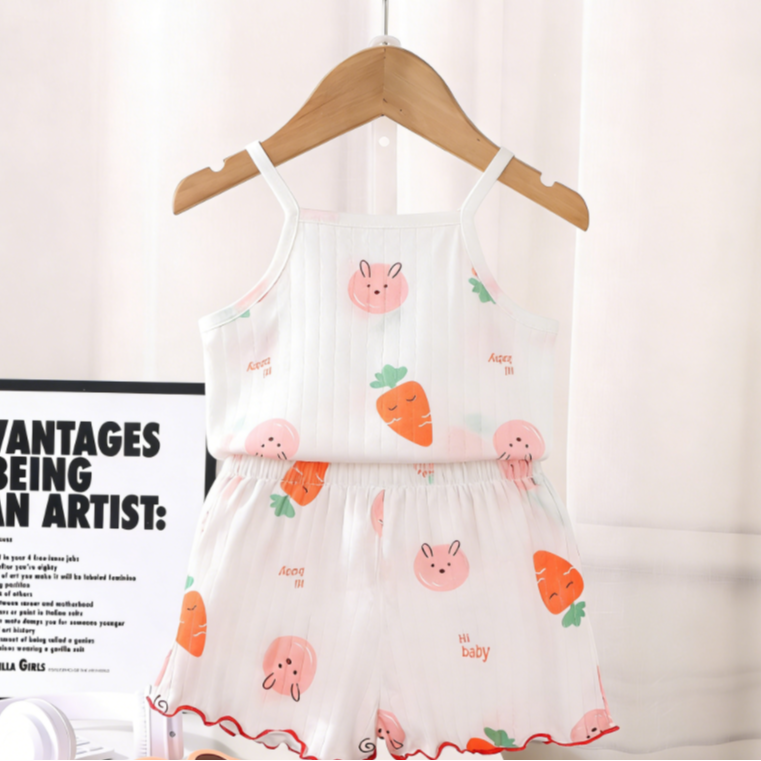 Minimalist Summer 2-Piece Girls' Pajama Set, Ages 2-7 | Color: Pink | Image 3