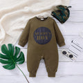 Minimalist Autumn 2-Piece Baby Boys' Jumpsuit, Ages 1-12 Months | Color: Army Green | Image 1