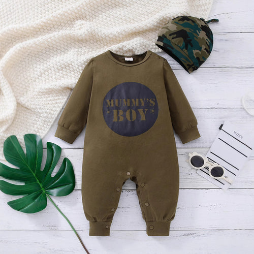 Minimalist Autumn 2-Piece Baby Boys' Jumpsuit, Ages 1-12 Months | Color: Army Green | Image 1