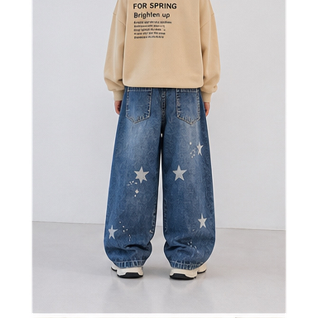Trendy Autumn Boys' Jeans, Ages 4-14 | Color: Purplish Blue | Image 2