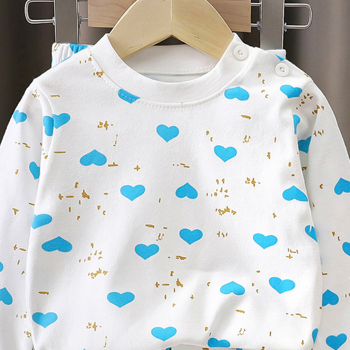 Minimalist Spring 2-Piece Unisex Kids' Pajama Set, Ages 2-7 | Color: Blue | Image 3