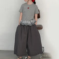 Minimalist Summer 2-Piece Girls' Pants Suit, Ages 4-14 | Color: Grey | Image 1