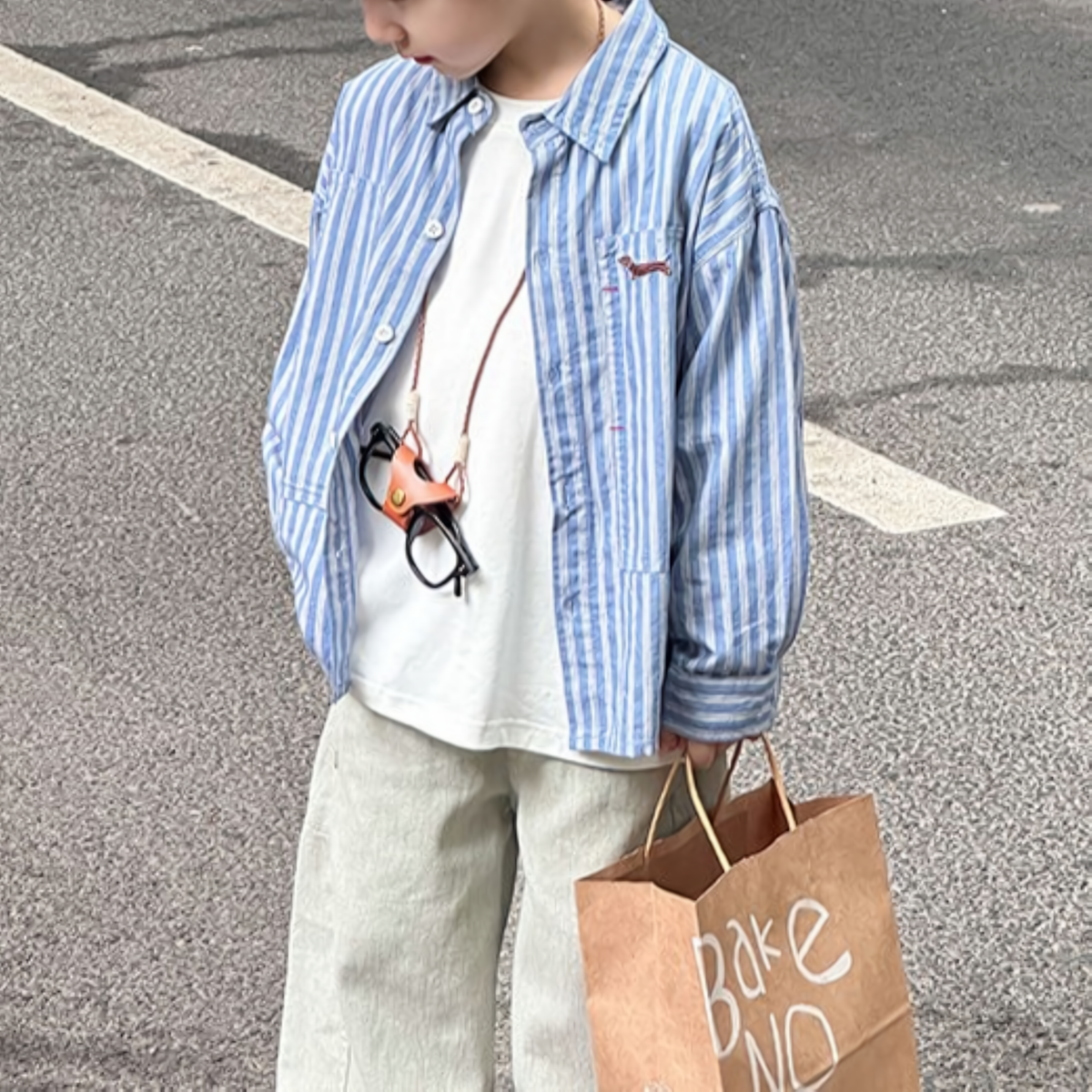 Casual Sporty Autumn Unisex Kids' Shirt, Ages 4-14 | Color: Blue | Image 2