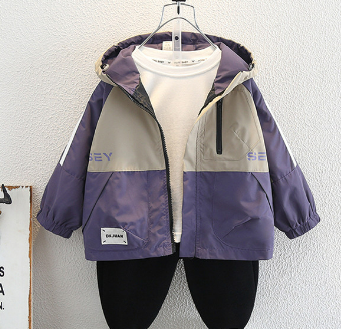 Modern Chic All-Season Trendy Spring Boys' Jacket, Ages 2-11 | Color: Purple | Image 1