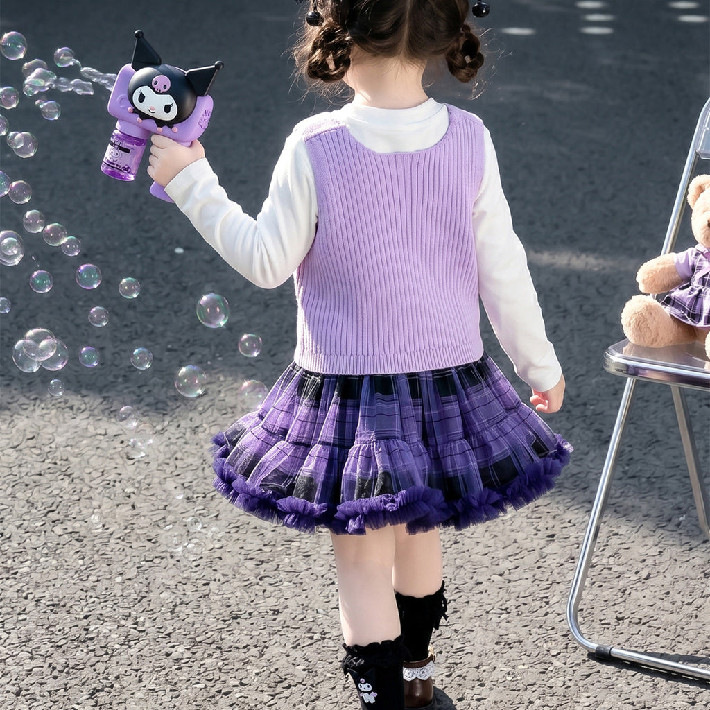 Trendy Autumn 3-Piece Girls' Dress Suit, Ages 2-9 | Color: Purple | Image 1