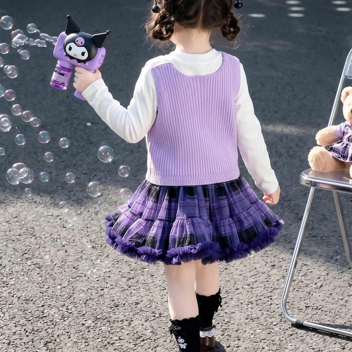 Trendy Autumn 3-Piece Girls' Dress Suit, Ages 2-9 | Color: Purple | Image 1