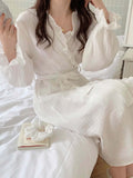 Minimalist All-Season Women 's Long Sleeve Sleep Robe | Color: Style 1 | Image 1
