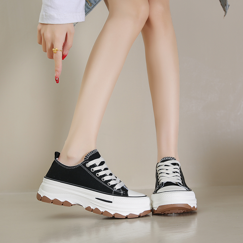 Modern Chic All-Season Denim/Canvas Women's Canvas Shoes | Color: Black | Image 3