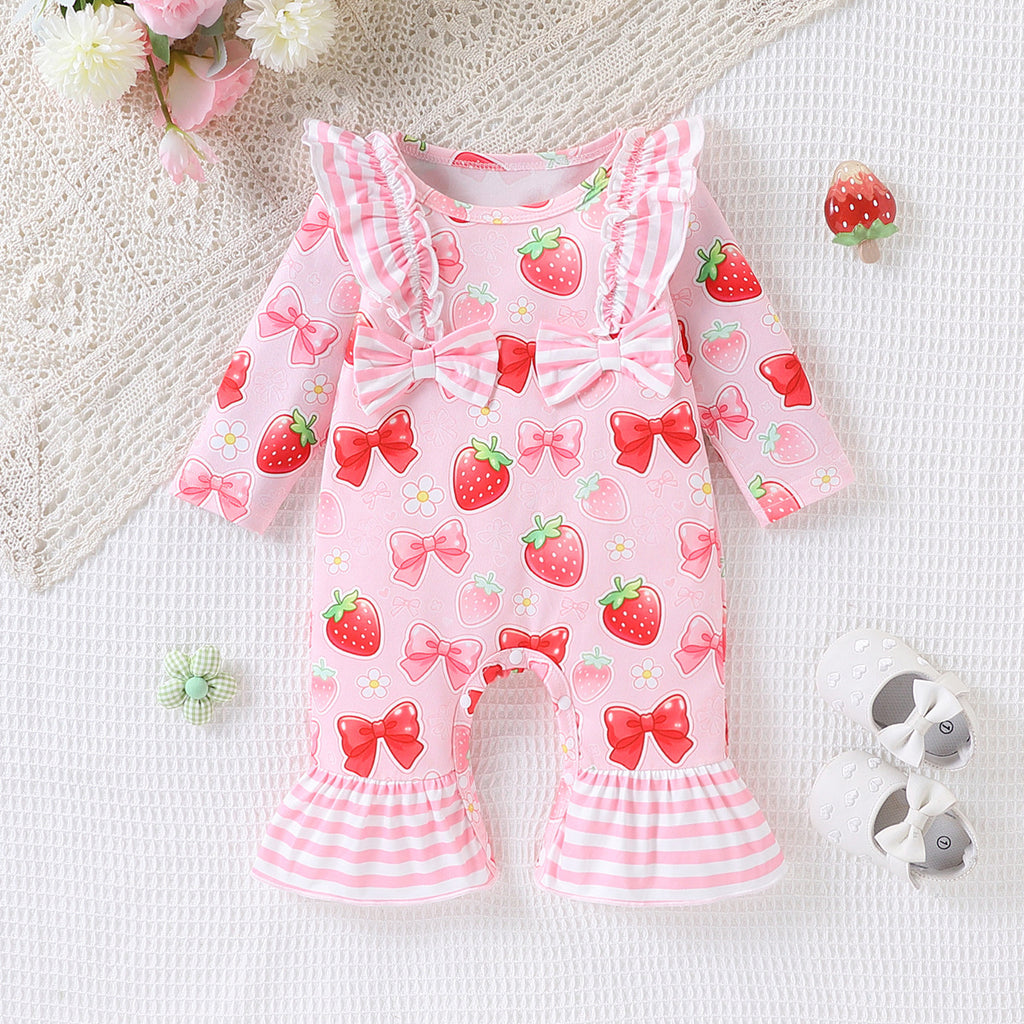 Trendy Autumn Baby Girls' Jumpsuit, Ages 0-6 Months | Color: Light Pink | Image 1