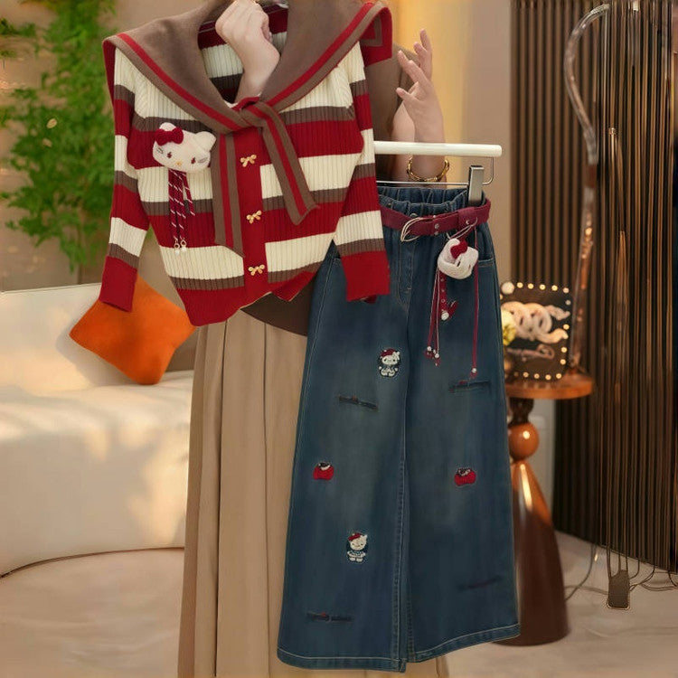 Modern Chic All-Season Casual Sporty Winter 2-Piece Girls' Pants Suit, Ages 3-14 | Color: As the Picture | Image 1