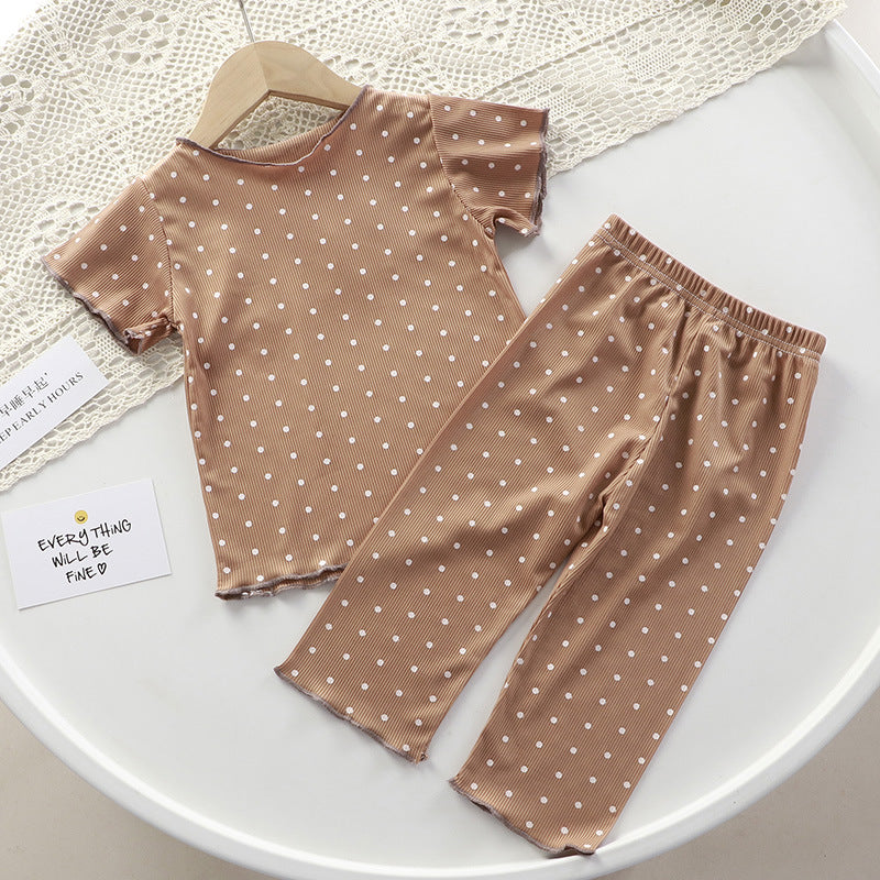 Modern Chic All-Season Minimalist Summer 2-Piece Girls' Pajama Set, Ages 2-9 | Color: Style 3 | Image 1