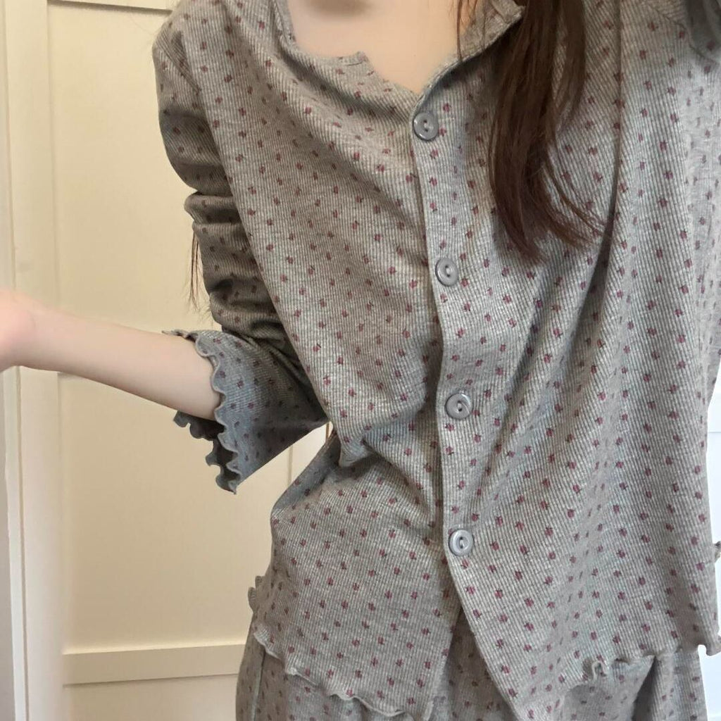 Elegant All-Season 2 Pcs Women 's Long Sleeve Sleep Set | Color: Style 1 | Image 3