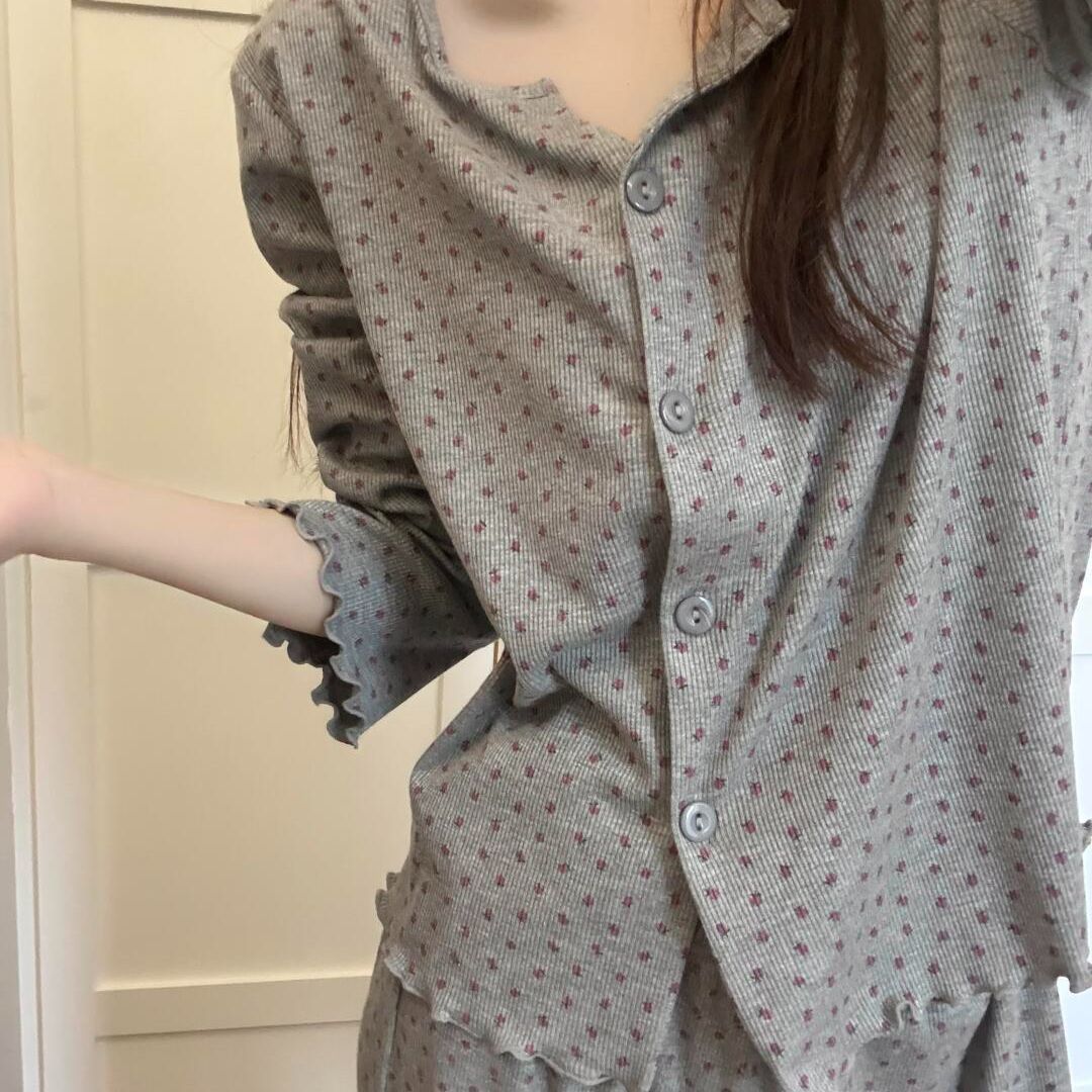 Elegant All-Season 2 Pcs Women 's Long Sleeve Sleep Set | Color: Style 1 | Image 3
