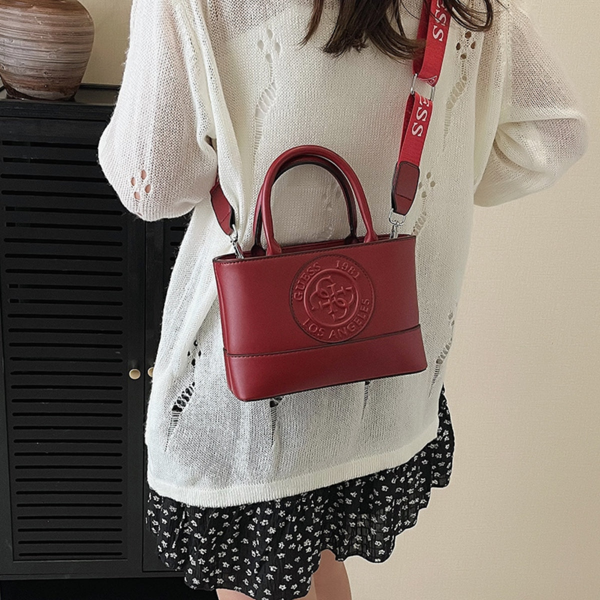 Modern Chic All-Season PU/Artificial Leather/Microfiber Leather, Cloth / Textile Women's Crossbody Bags Other Bags | Color: Red | Image 2