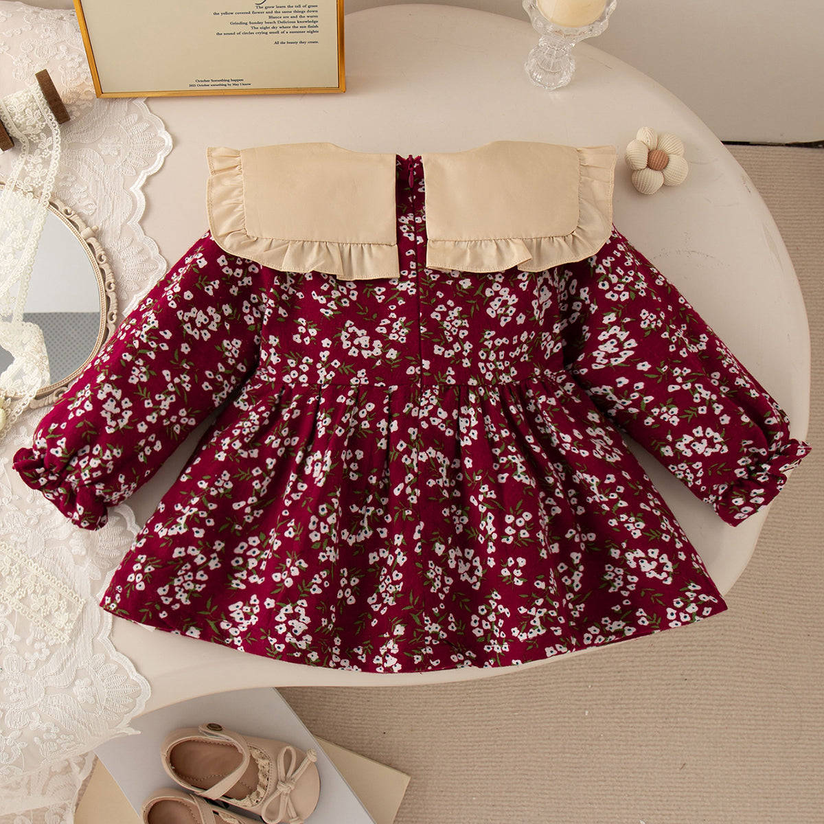 Sweet & Cute Autumn Baby Girls' Dress, Ages 9-24 Months | Color: Red | Image 3