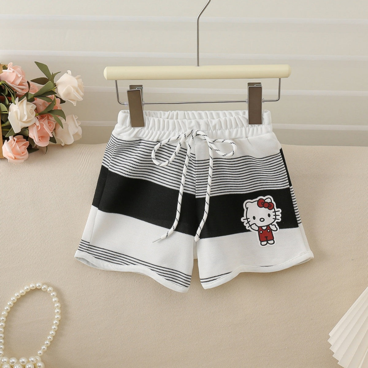 Modern Chic All-Season Casual Sporty Summer 2-Piece Girls' Pants Suit, Ages 2-11 | Color: Black | Image 2