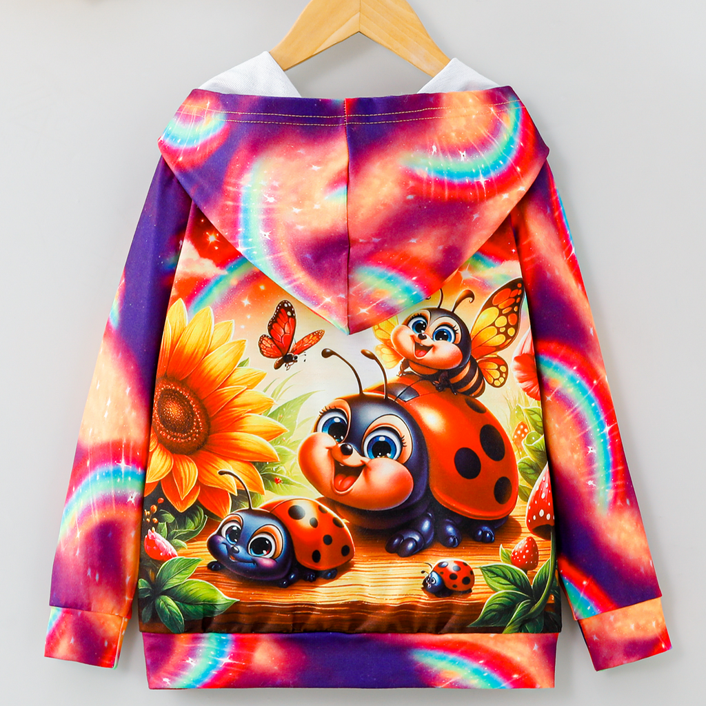 Trendy Autumn Unisex Kids' Hoodie, Ages 3-11 | Color: pink&yellow | Image 3